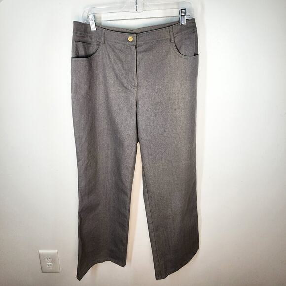 St. John Gray Lightweight Cotton Denim Jeans Size 12 High Rise Straight Leg - Picture 1 of 7